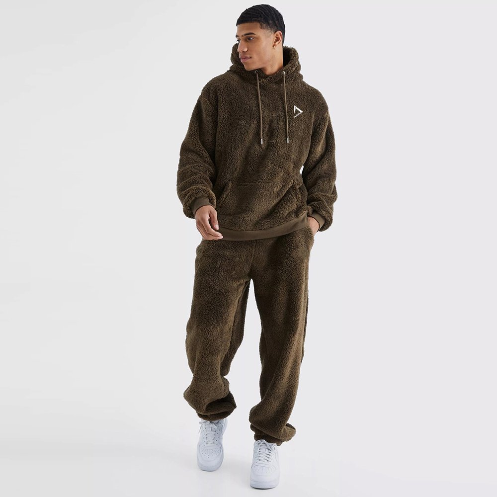 Oversized Embroidered Borg Hooded Tracksuit