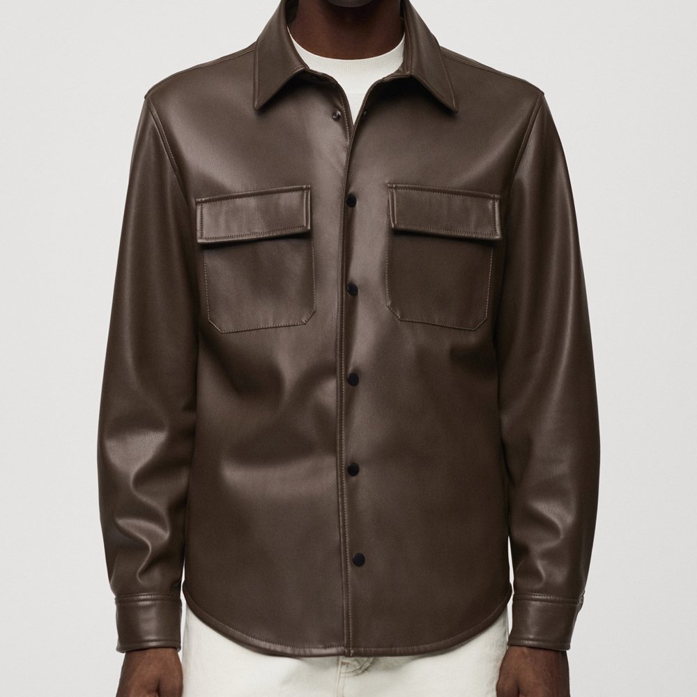 Leather-effect overshirt